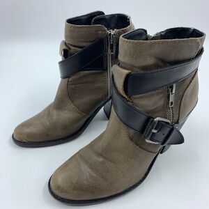 DV Dolce Vita 6.5 Ankle Booties‎ Boots Biker Boho Festival Western Brown Leather
